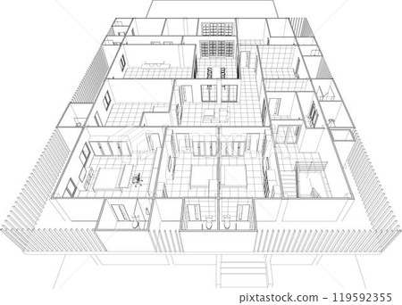 3D illustration of building project 119592355