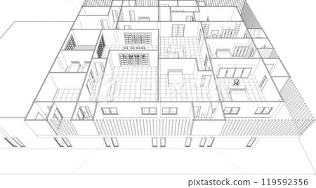 3D illustration of building project 119592356