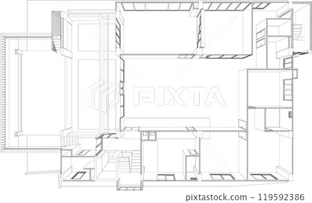 3D illustration of building project 3D illustration of building project 119592386