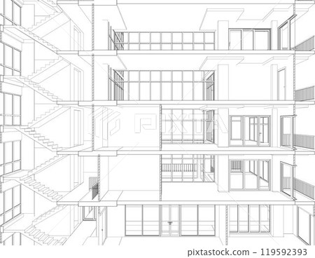 3D illustration of building project 119592393