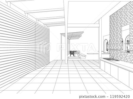 3D illustration of building project 119592420
