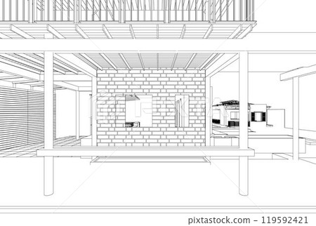3D illustration of building project 119592421