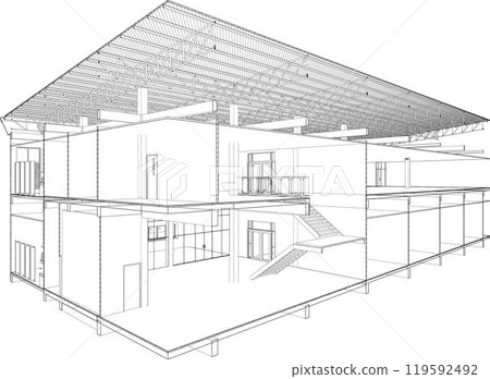 3D illustration of building project 119592492