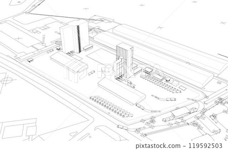 3D illustration of building project 119592503