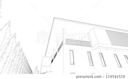 3D illustration of building project 3D illustration of building project 119592529