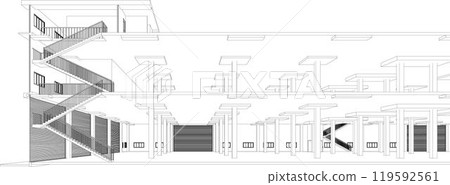 3D illustration of building project 3D illustration of building project 119592561