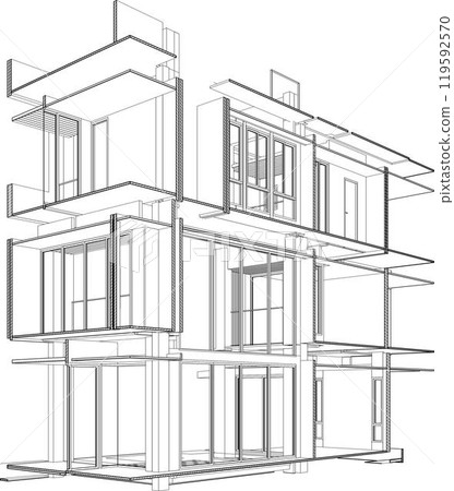 3D illustration of building project 3D illustration of building project 119592570