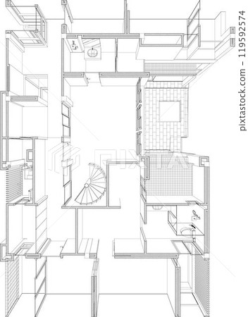 3D illustration of building project 3D illustration of building project 119592574