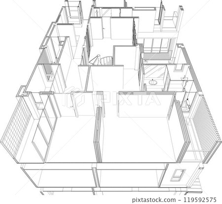 3D illustration of building project 119592575