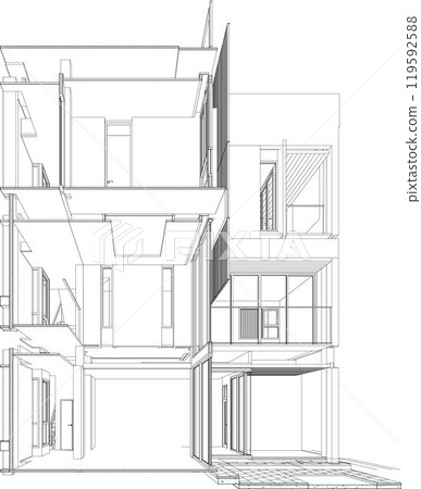 3D illustration of building project 119592588