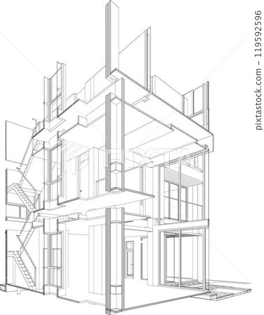 3D illustration of building project 3D illustration of building project 119592596