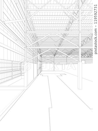 3D illustration of building project 119592731