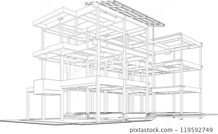 3D illustration of building project 3D illustration of building project 119592749