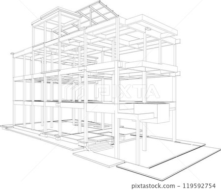 3D illustration of building project 119592754