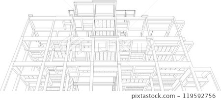 3D illustration of building project 119592756