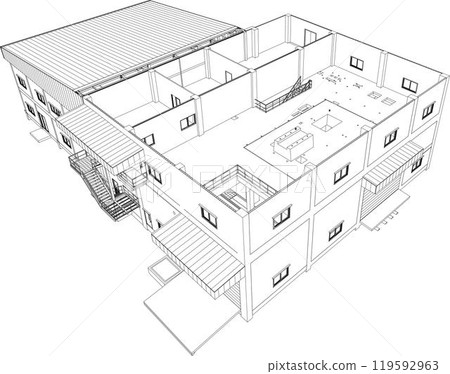 3D illustration of building project 3D illustration of building project 119592963