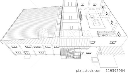 3D illustration of building project 3D illustration of building project 119592964