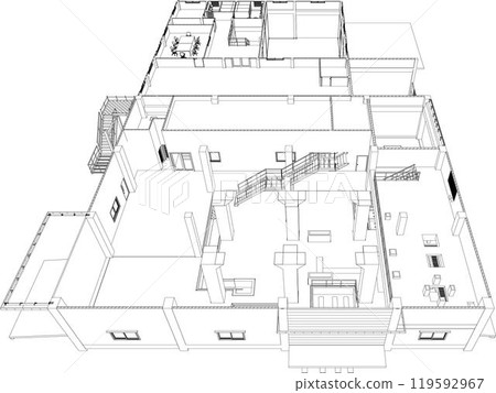 3D illustration of building project 3D illustration of building project 119592967