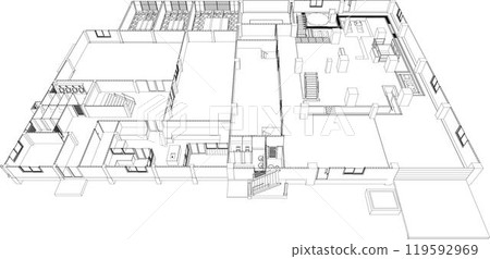 3D illustration of building project 3D illustration of building project 119592969