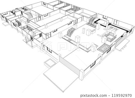 3D illustration of building project 3D illustration of building project 119592970