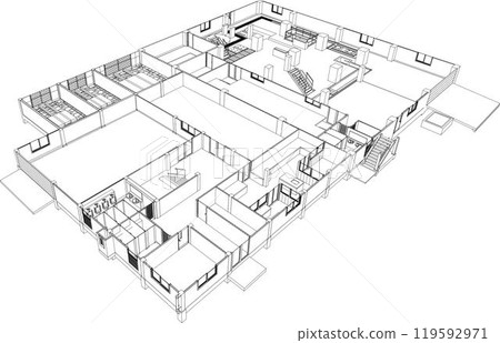 3D illustration of building project 119592971