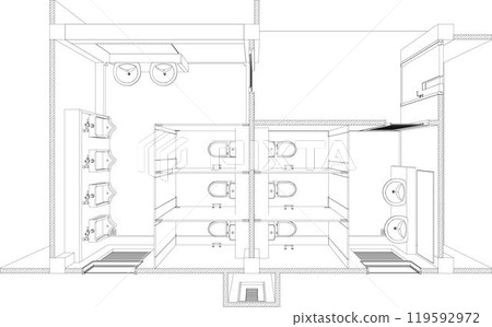 3D illustration of building project 3D illustration of building project 119592972