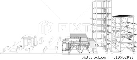 3D illustration of building project 119592985