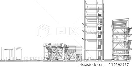 3D illustration of building project 3D illustration of building project 119592987