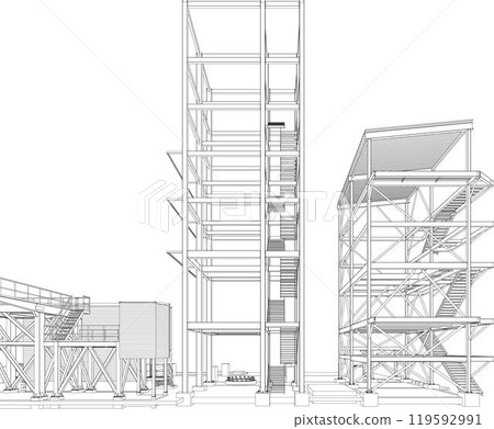 3D illustration of building project 3D illustration of building project 119592991
