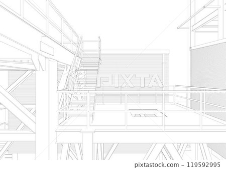 3D illustration of building project 3D illustration of building project 119592995