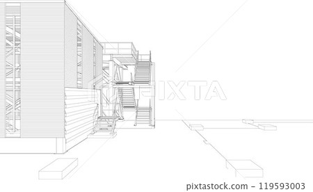 3D illustration of building project 3D illustration of building project 119593003