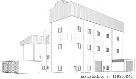 3D illustration of building project 3D illustration of building project 119593042