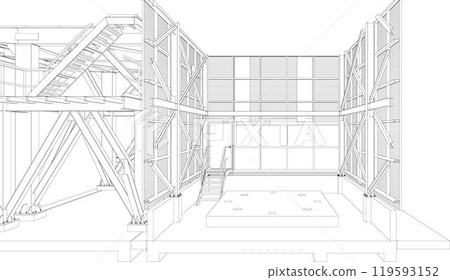 3D illustration of building project 119593152
