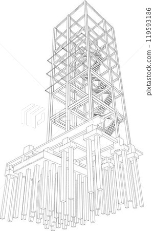 3D illustration of building project 3D illustration of building project 119593186