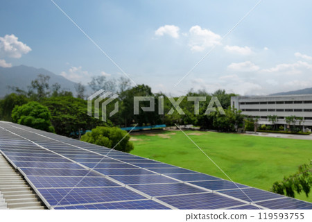 Photovoltaic panel, new technology to store and use the power from the nature with human life, sustainable energy and environmental friend concept. Photovoltaic panel, new technology to store and use the power from the nature with human life, sustainable energy and environmental friend concept. 119593755