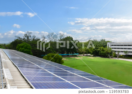 Photovoltaic panel, new technology to store and use the power from the nature with human life, sustainable energy and environmental friend concept. Photovoltaic panel, new technology to store and use the power from the nature with human life, sustainable energy and environmental friend concept. 119593783