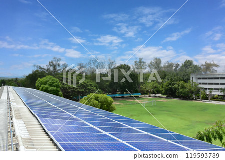 Photovoltaic panel, new technology to store and use the power from the nature with human life, sustainable energy and environmental friend concept. Photovoltaic panel, new technology to store and use the power from the nature with human life, sustainable energy and environmental friend concept. 119593789