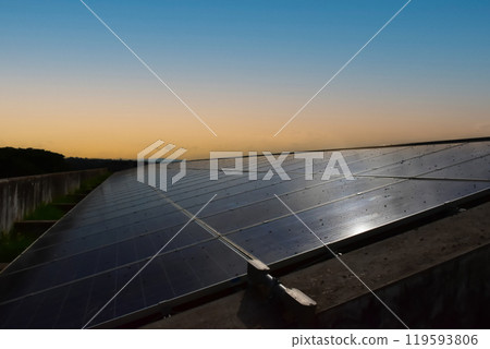 Photovoltaic panel, new technology to store and use the power from the nature with human life, sustainable energy and environmental friend concept. Photovoltaic panel, new technology to store and use the power from the nature with human life, sustainable energy and environmental friend concept. 119593806