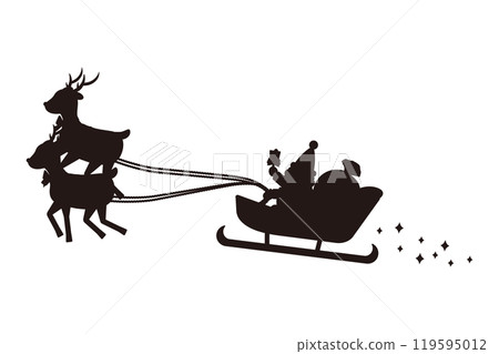 聖誕老人騎雪橇的剪影插圖 聖誕老人騎雪橇的剪影插圖 119595012