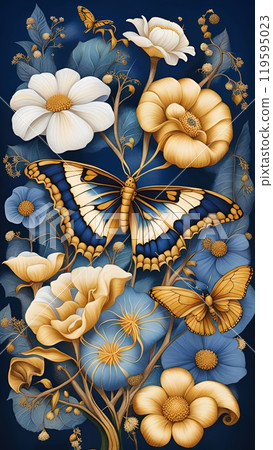the concept of flowers and butterflies 119595023