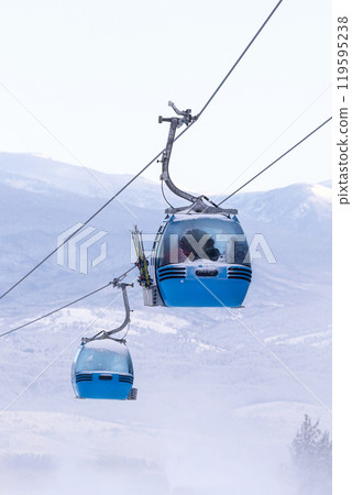 Ski resort Bansko, Bulgaria, gondola ski lift 119595238