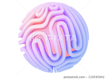 3d orb shape with algorithmic pattern, holographic color gradient. Scientific 3D ball concept 119595942