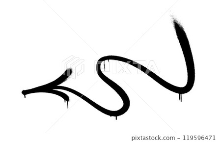 Graffiti arrow with overspray in black over white. 119596471