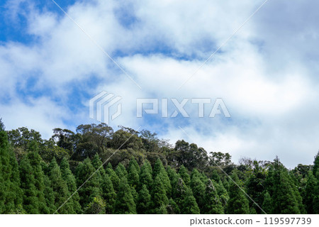 藍天、白雲、山巒、白雲 119597739