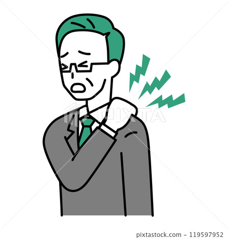 一個肩膀僵硬的西裝中年男人 119597952