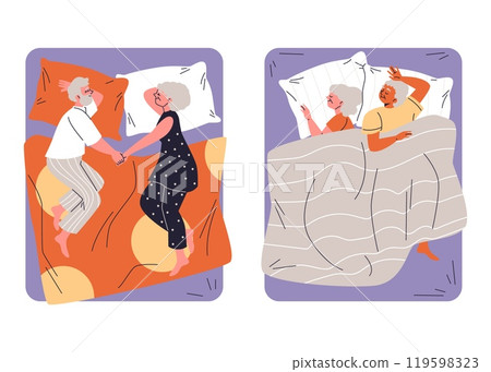 A man and a woman with gray hair depict a strong marital partnership and intimacy, 119598323