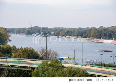 Ada Ciganlija river island turned into a park and a lake, located on the Sava river in central Belgrade, Serbia Ada Ciganlija river island turned into a park and a lake, located on the Sava river in central Belgrade, Serbia 119598393