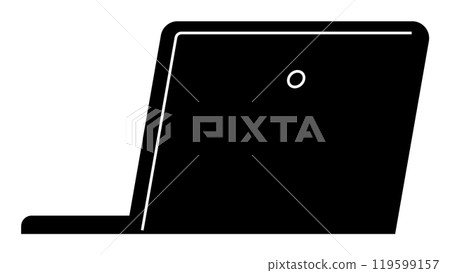 Simple black laptop silhouette with a clean, minimalist design. Ideal for technology, office work, digital nomad lifestyle, remote work, and online business. Clean design. Simple black laptop silhouette with a clean, minimalist design. Ideal for technology, office work, digital nomad lifestyle, remote work, and online business. Clean design. 119599157