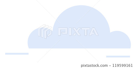 Simple blue cloud shape with white space. Ideal for weather apps, clean designs, icons, web themes, and educational tools. Cartoon vector style. 119599161