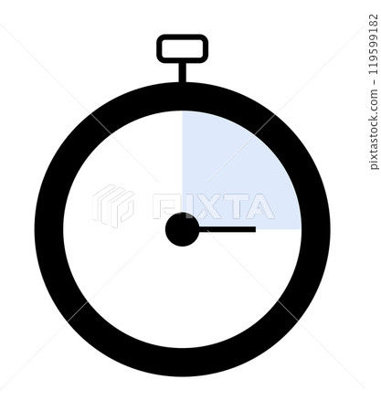 Stopwatch with a minimalist design in black, white, and blue, indicating elapsed time. Ideal for time management, productivity, sports, deadlines, and efficiency. Simple geometric style. Stopwatch with a minimalist design in black, white, and blue, indicating elapsed time. Ideal for time management, productivity, sports, deadlines, and efficiency. Simple geometric style. 119599182